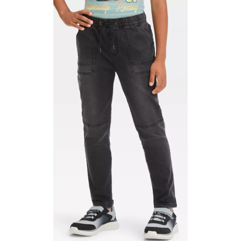 Art Class Boy's Size 5 Super Skinny Pull On Flexible Drawstring Black Jeans NWT